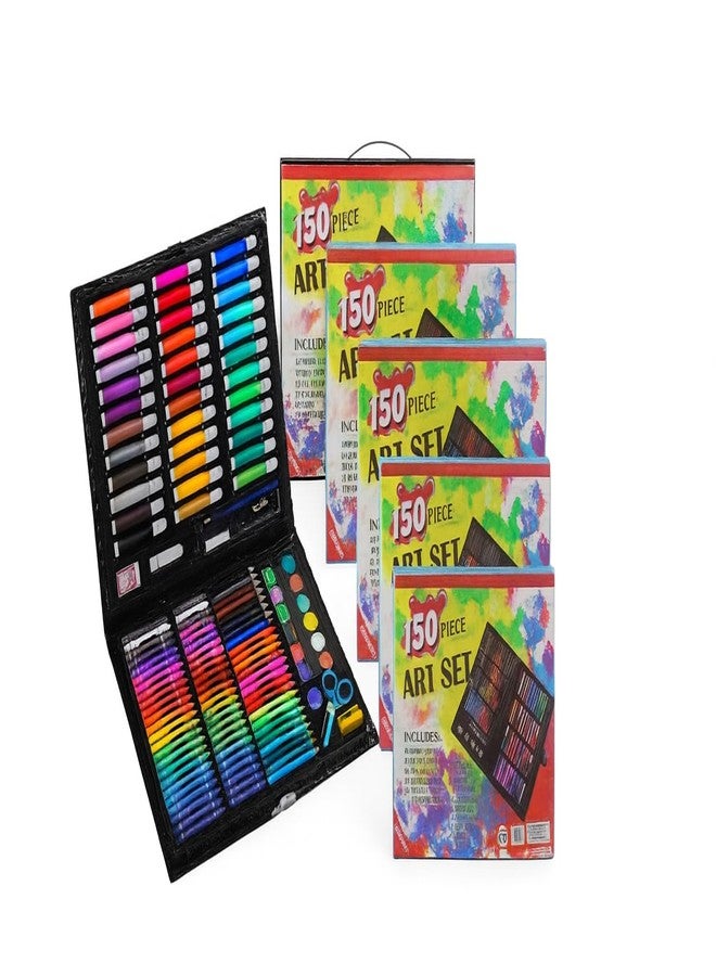 TONY STARK Kids Birthday Return Gift - 150-Piece Art Set (Pack of 5, Black) with Color Pencils, Oil Pastels, Crayons, Sketch Pens, Watercolors & Drawing Tools | Art & Craft Kit for School - Image 1